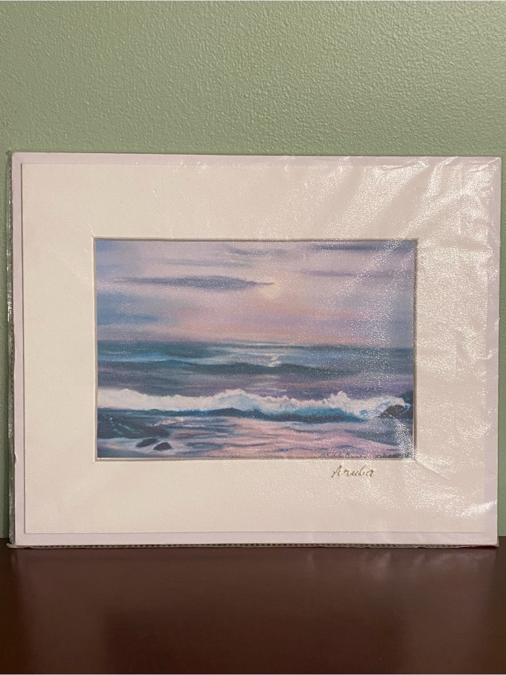 🍀NEW! Aruba Seascape Print with White Mat - Pastel Ocean Waves